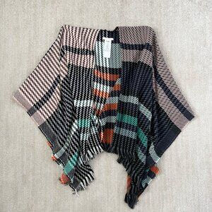 Maje Emilia Fringe Poncho Wrap Scarf Wool Blend